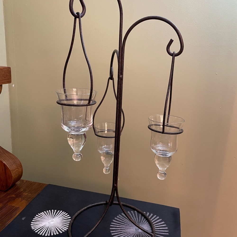 Elegant Black Metal Candle Holder